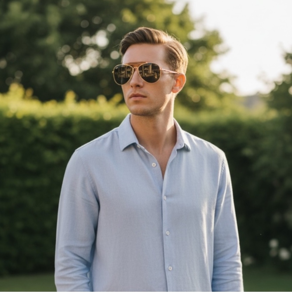 Bushnell Vintage Aviator Gold Metal Frame Sunglasses w/Case NEW